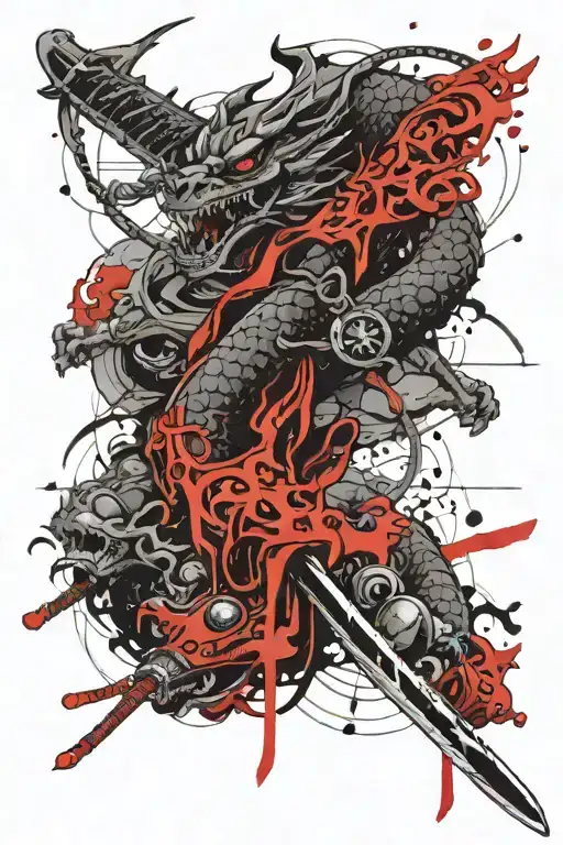 Dragon Katana Japan Trash Polka