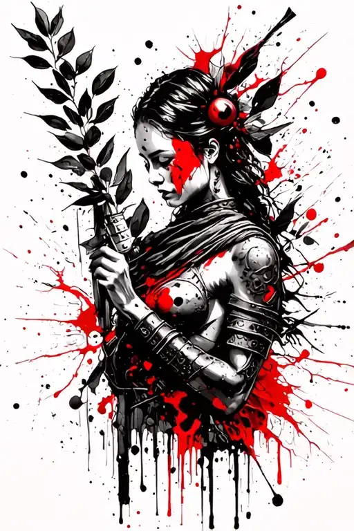 Woman Warrior Holding Olive Branch