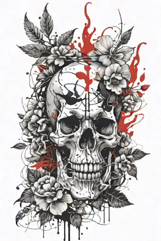 Skull And Flowers