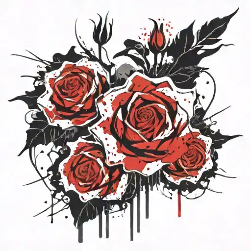 Horror Black Red Roses