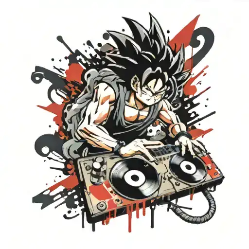 Goku As A Dj Mixing Music