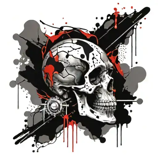 Half A Skull With Paint Drips