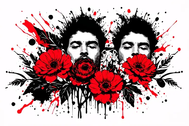 Male Tattoo Of Flowers