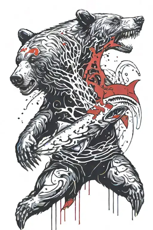 Bear Eating Shark Blood Concern