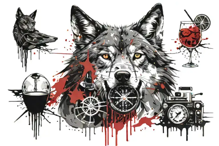 Wanderlust Along With A Wolf With A Compass And Along With That A Cocktail