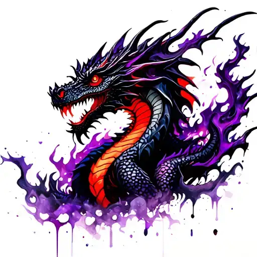 Dragon Purple Flames Mystical