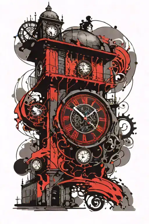 Semi Colon Left Arm Sleeve With A Clock Tower