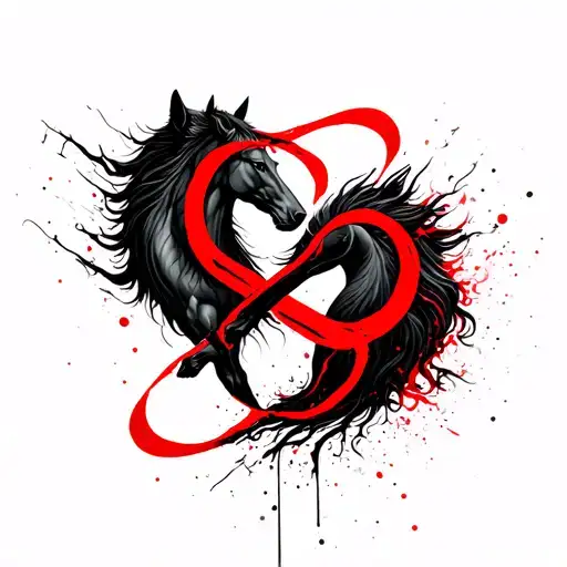 Wolf And Horse Infinity Sign Intertwined