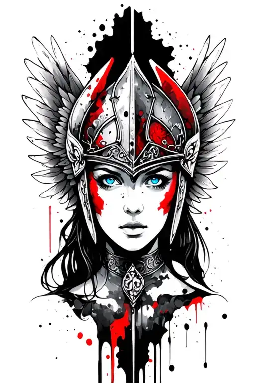 Valkyrie Maiden With Blue Eyes With Winged Helm With Wings