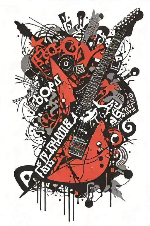 Electric Guitar And Underground Lettering