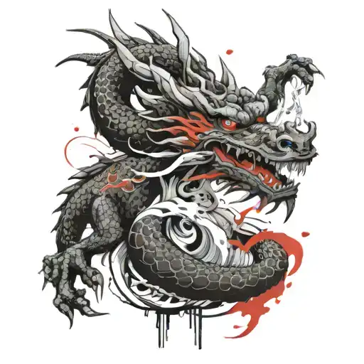 Japanese Style Dragon Wrapped In Hand