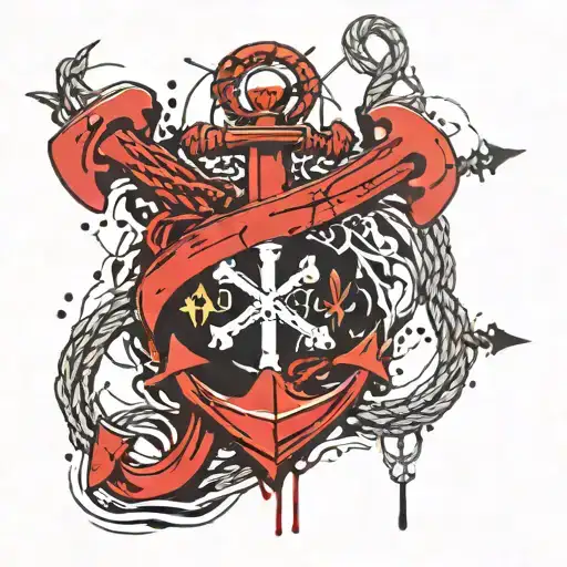 Anchor Heart Cross Rope Water