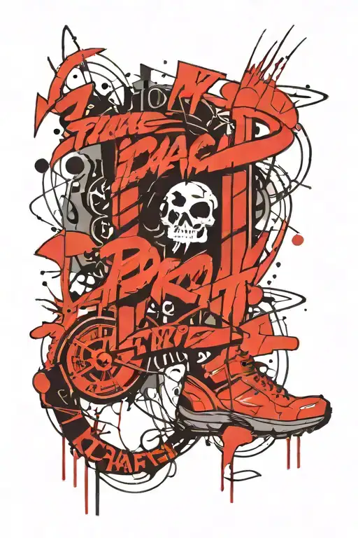 Ready-made Sketch For The Entire Leg In Lettering Style