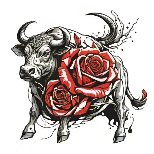 Rose With Bull In Center