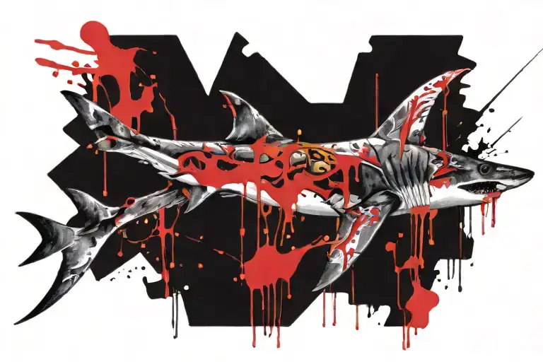 Hammerhead Shark Split Into 2 Bloody