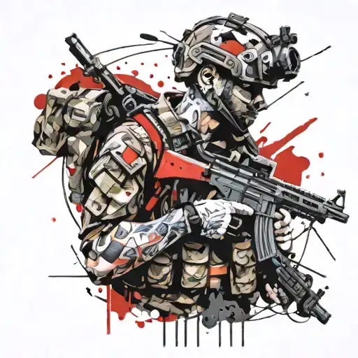 Soldier Holding A Gun