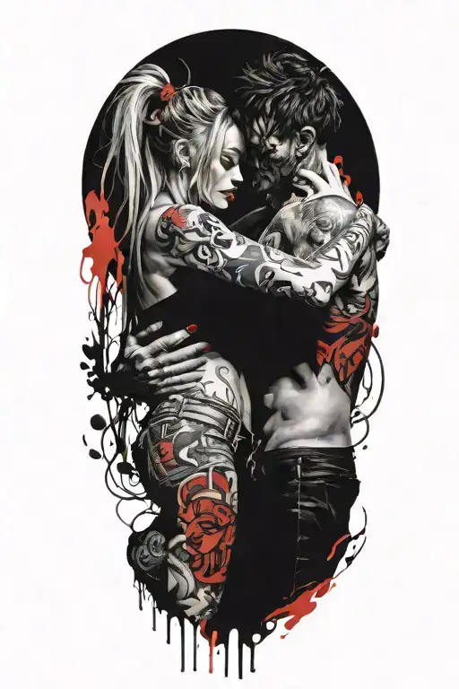 Demon Holding Pretty Girl Wearing