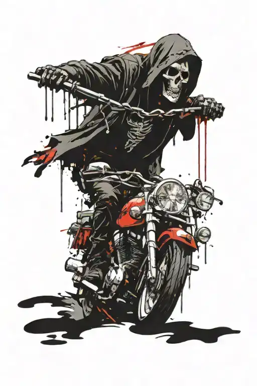Grim Reaper Riding A Harley