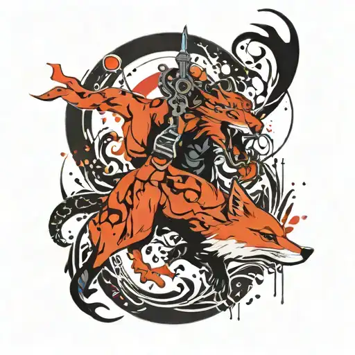 Poseidon Trident With A Fox