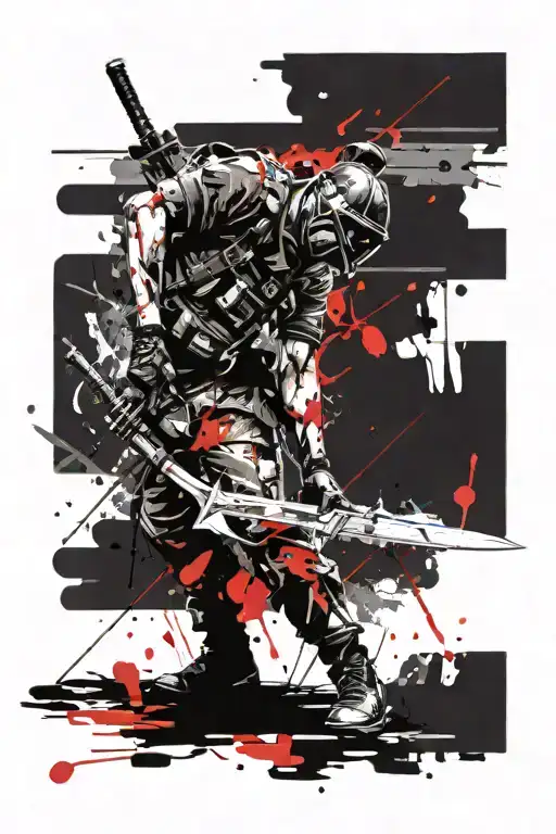 The Soldier Is Trying To Pick Up The Sword From The Ground