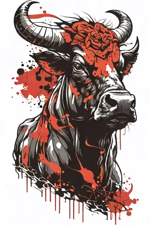 Bull With Big Horns Emerging