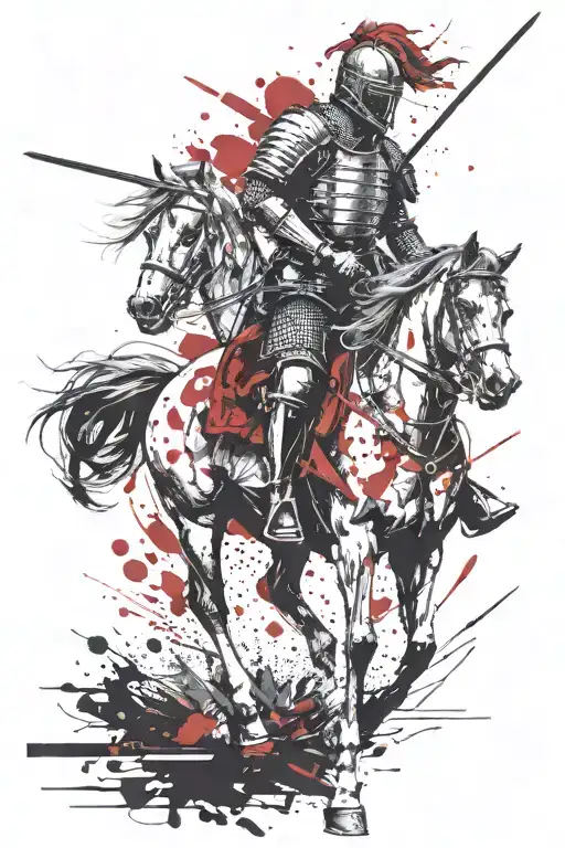 Polish Knight On Horse In Graphic Style