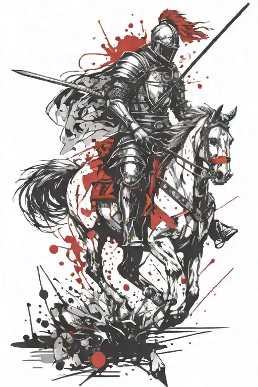 Polish Knight On Horse In Graphic Style