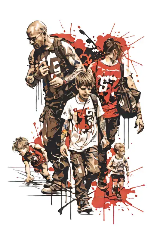 Father With Son And Daughter Walking