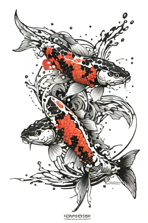 Koi Fish Swimming Upstream