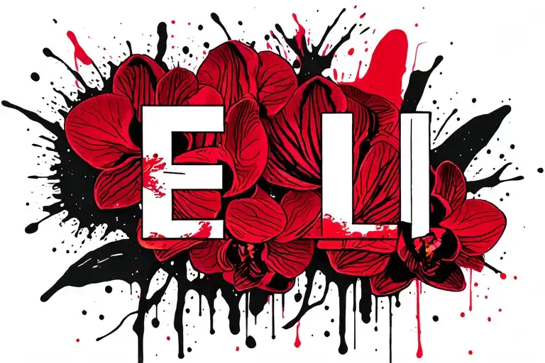 Orchid One Line Tattoo With Three Initials E L L