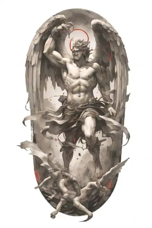 Archangel Michael Defeating A Demon In A Epic Battle