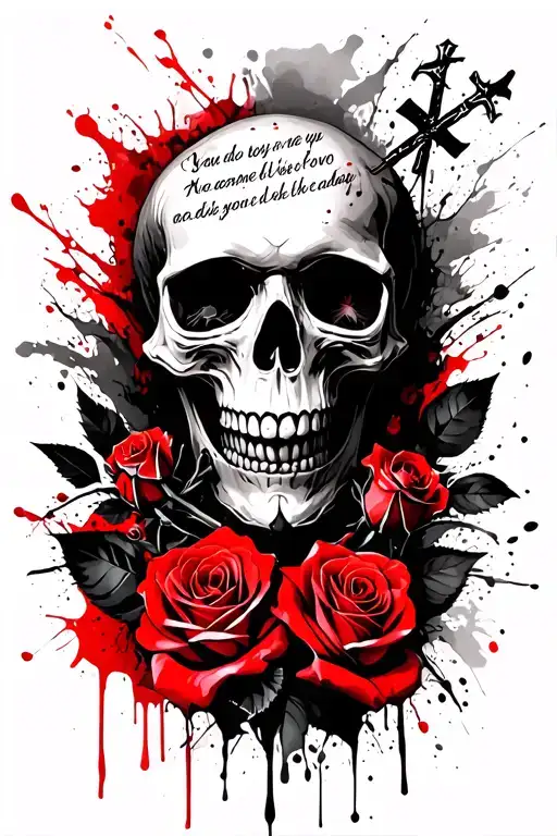 Skulls Vampire Crosses Roses With A Quote About Love