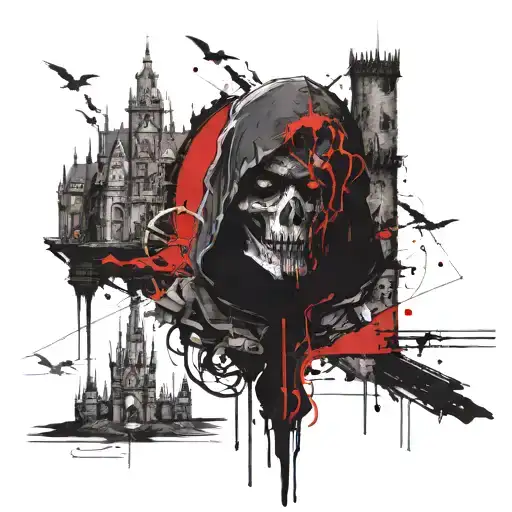 The Death Knight In The Background Of The Castle