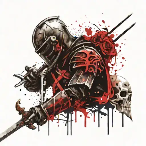 Knight With Sword Shield And Skull