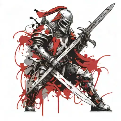 Knight With Sword And Shield With Skull