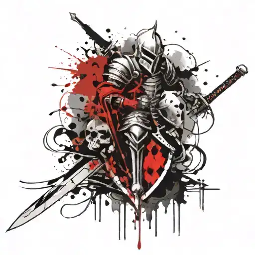 Knight With Sword And Shield With Skull
