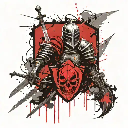 Knight With Sword Shield And Skull