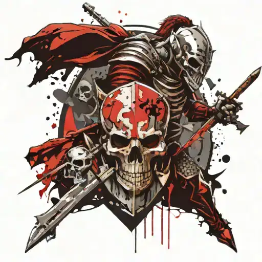 Knight With Sword Shield And Skull