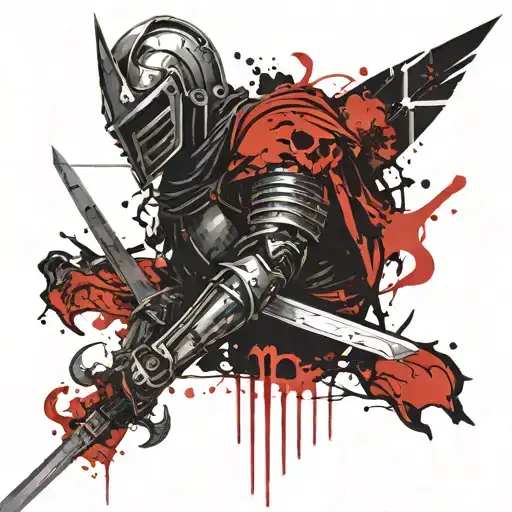 A Knight With A Sword And Skulls