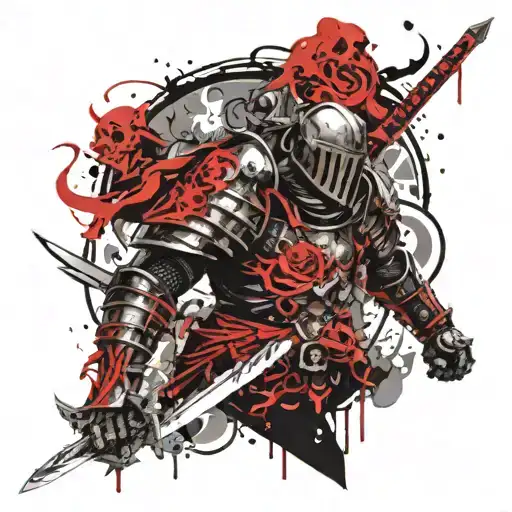A Knight With A Sword And Skulls