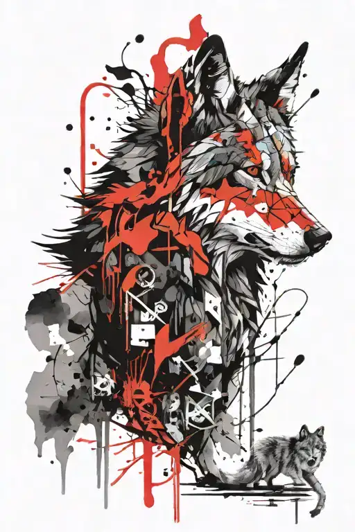 Shaman And Huge Grey Wolf