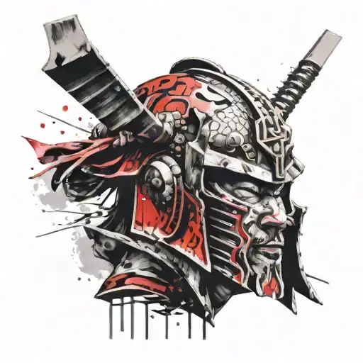 Samurai Head With Helmet