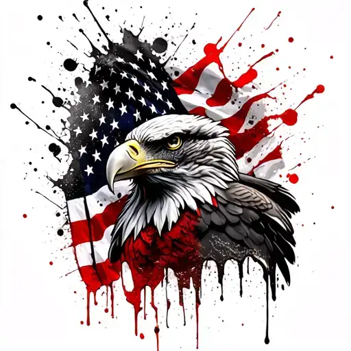 Eagle And American Flag