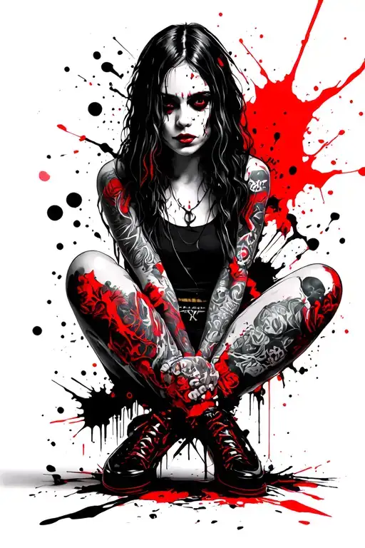 Black Metal Girl Sitting