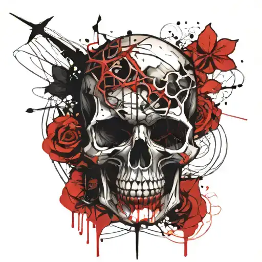 Gothic Skull With Lines An Chaos