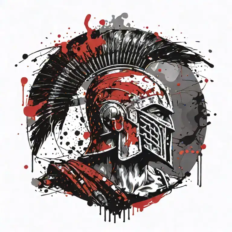 Spartan Warrior With War Paint Splatters