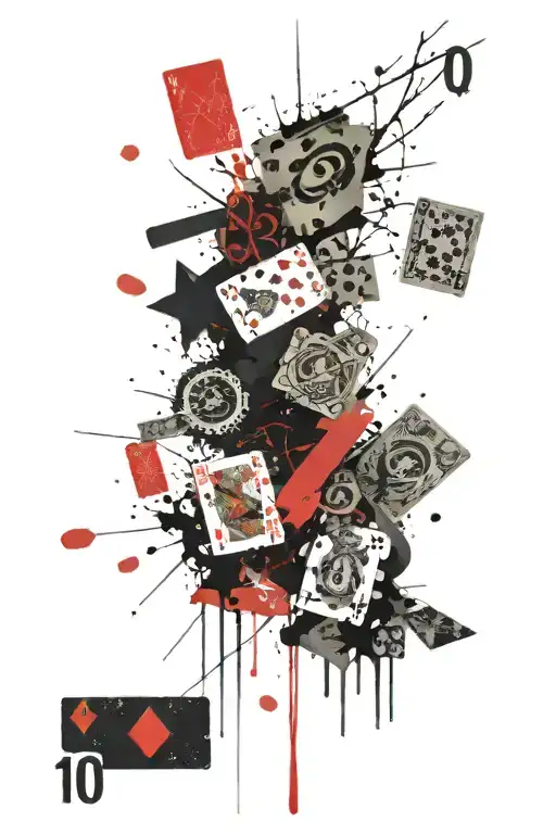 Cards From 10 To A Where Q Is Red And Others Black