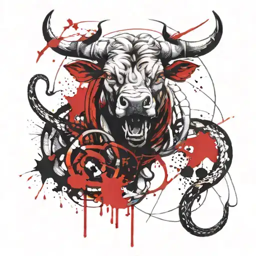 Bull And Around A Snake