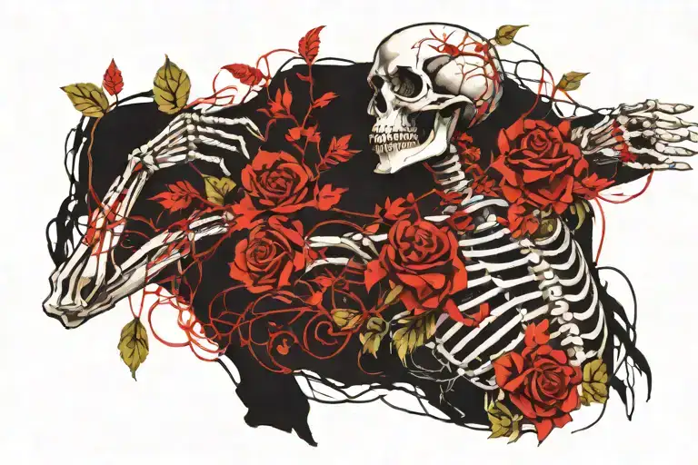 Skeleton Getting Wrapped By Vines With My Kids Names In The Vines