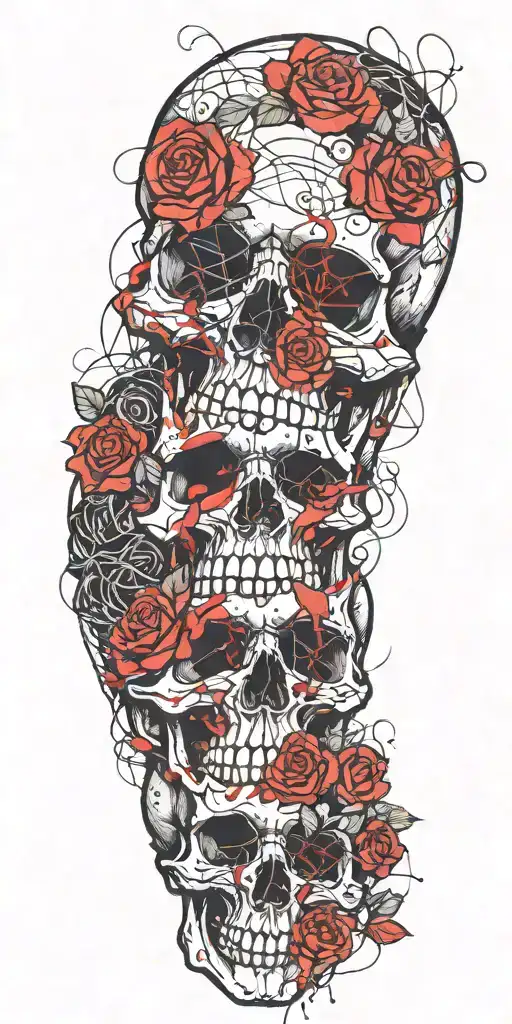 Skull With Roses Tangled